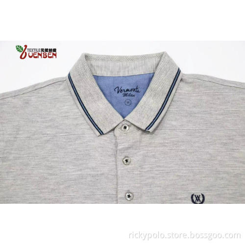 100%Cotton Jacquard Fabric With Jacquard Collar Men Shirt